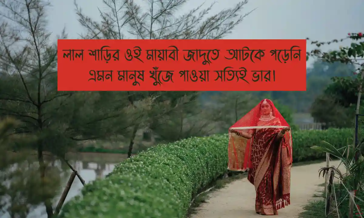 শাড়ি পরা ছবির ক্যাপশন ও লাল শাড়ি পরা ছবির ক্যাপশন